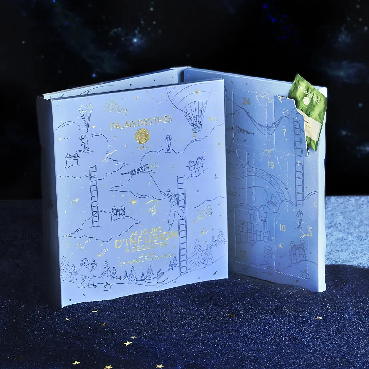 Adventskalender met 24 cafeïnevrije kruidentheeën en rooibos van Palais des Thés